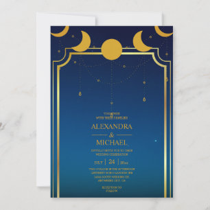 Invitación de Boda Estrellas Celestiales Doradas A