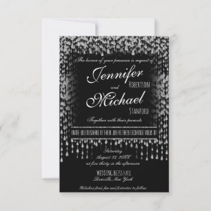 INVITACIÓN DE BODA   Estrellas de caída de plata