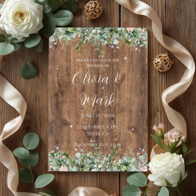 Invitación de boda Eucalyptus Dusty Rose | Florale (Subido por el creador)