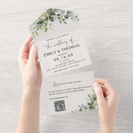 Invitación de boda Eucalyptus todo en uno