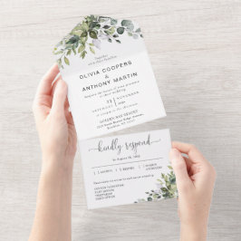 Invitación de boda Eucalyptus todo en uno