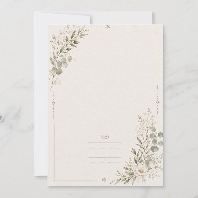 Invitación de boda europea en verde oliva (Anverso)