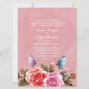 Invitación de boda explosión floral rosa
