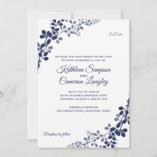 Invitación de boda Exquisite Vines Azul Marino