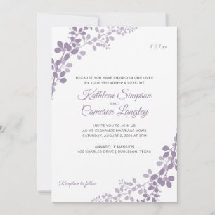 Invitación de Boda Exquisite Vines   Lila Claro