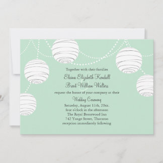 Invitación de Boda Faroles de Fiesta en Verde Ment