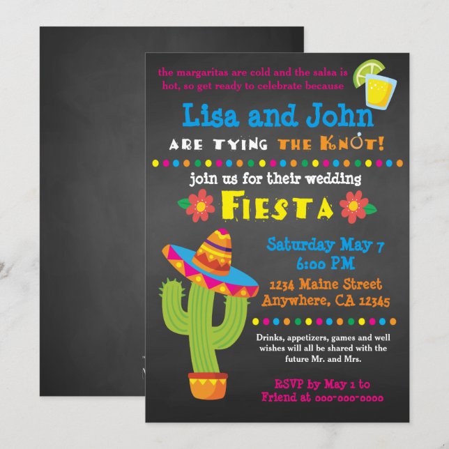 Invitación de boda Fiesta (Anverso / Reverso)
