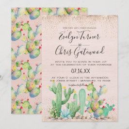 Invitación de Boda Fiesta de Cactus Glam