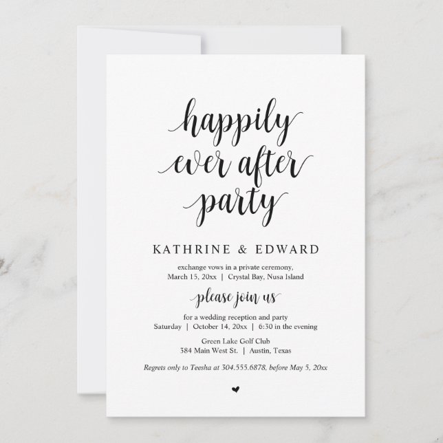 Invitación de Boda, Fiesta de Feliz para Siempre (Anverso)