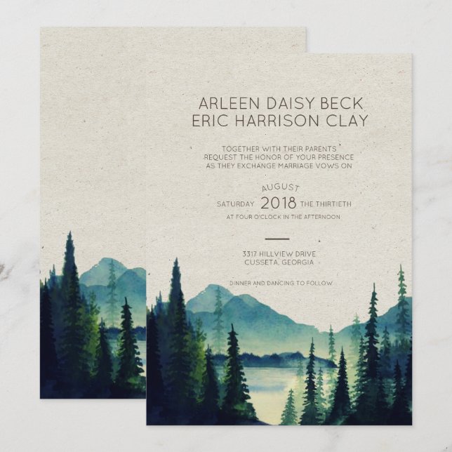 Invitación de boda/fiesta en la montaña (Anverso / Reverso)