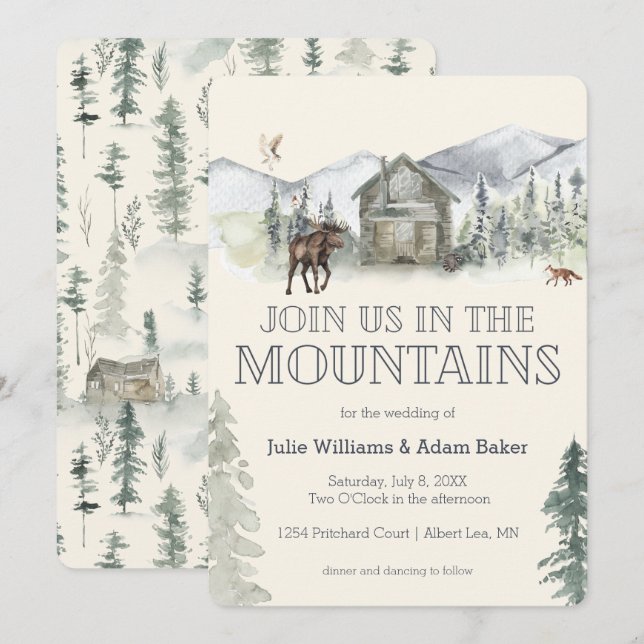 Invitación de boda/fiesta en la montaña (Anverso / Reverso)