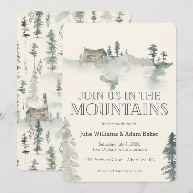 Invitación de boda/fiesta en la montaña (Anverso / Reverso)
