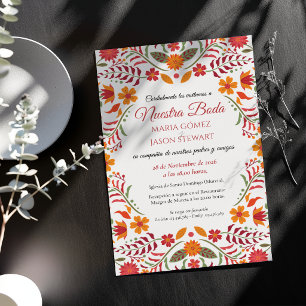 Invitación de Boda Fiesta Floral Colorida Española
