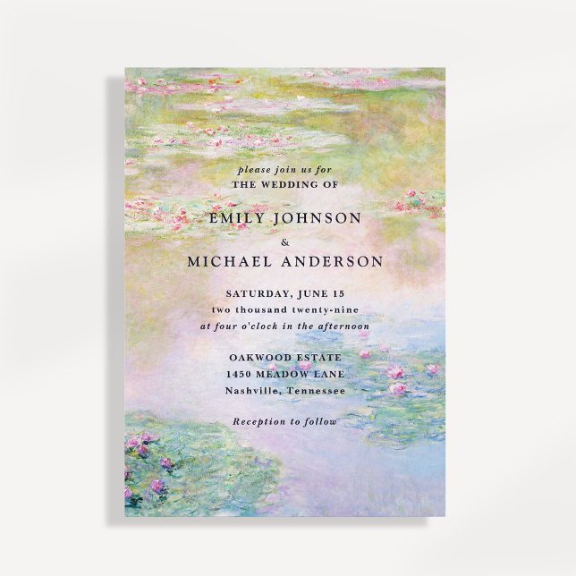 Invitación de boda Fine Art Monet Nenúfares (Subido por el creador)