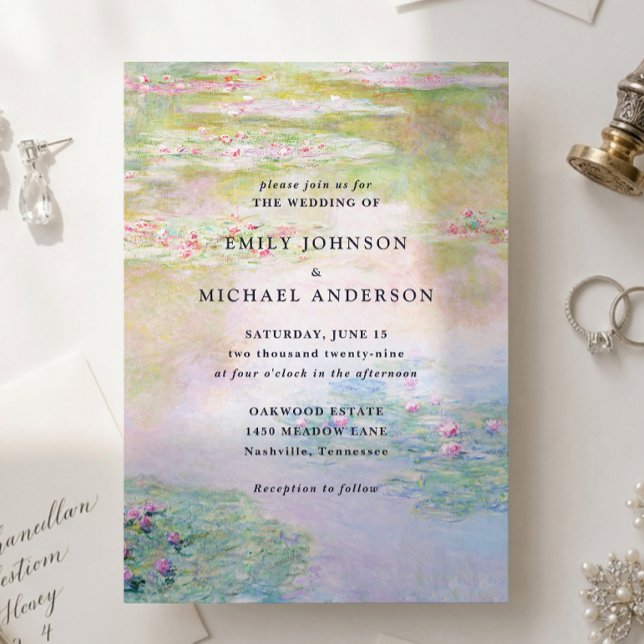Invitación de boda Fine Art Monet Nenúfares (Subido por el creador)
