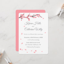 Invitación de boda Flor de Cerezo Floral Rosa