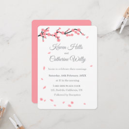 Invitación de boda Flor de Cerezo Floral Rosa