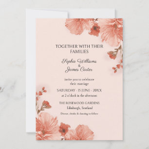 Invitación de boda Flor de Coral Rosado