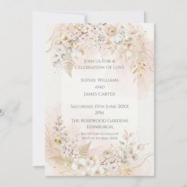 Invitación de Boda Flor de Marfil (Anverso)