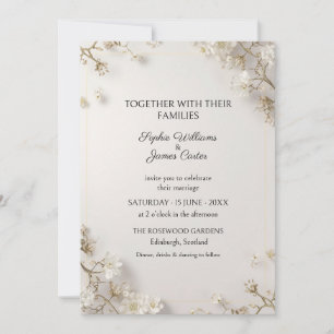 Invitación de boda Flor de Marfil Blanco