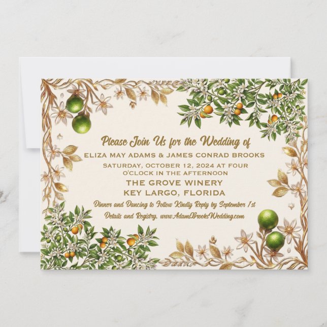 Invitación de Boda Flor de Naranjo de Florida (Anverso)