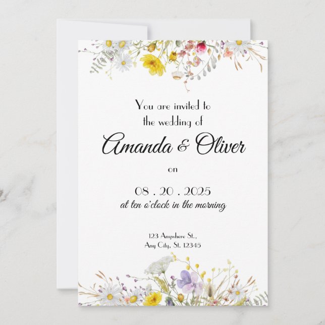 Invitación de boda Flor de Primavera (Anverso)