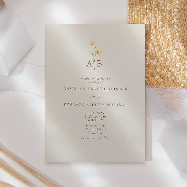 Invitación de Boda Flor Silvestre Neutral (Subido por el creador)