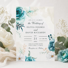 Invitación de Boda Flor Silvestre Verde Azul | Jar