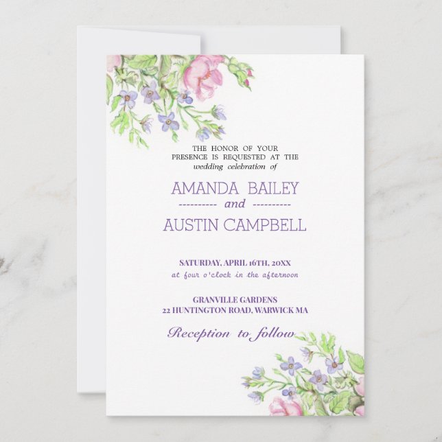 Invitación de Boda Floral (Anverso)