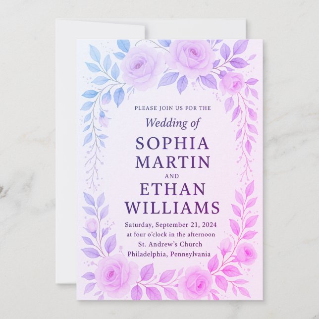 invitación de boda floral (Anverso)