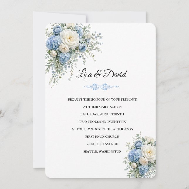 Invitación de Boda Floral (Anverso)