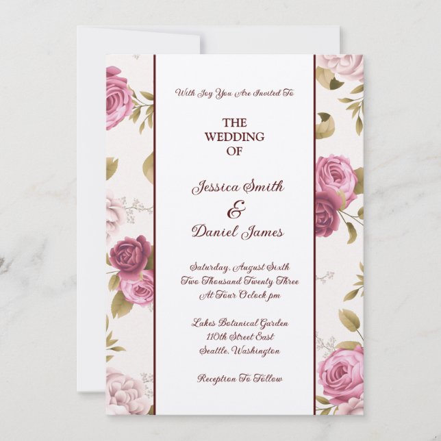 Invitación de Boda Floral (Anverso)