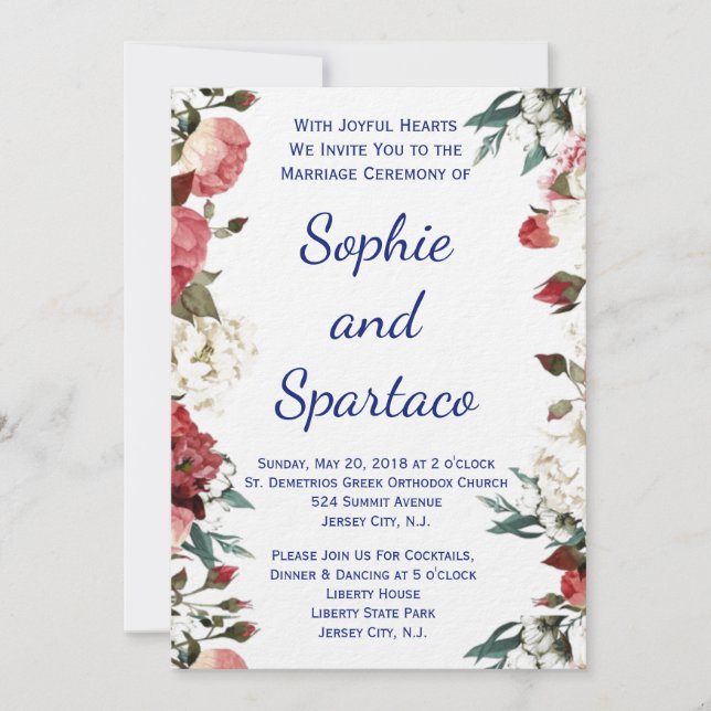 invitación de boda floral (Anverso)