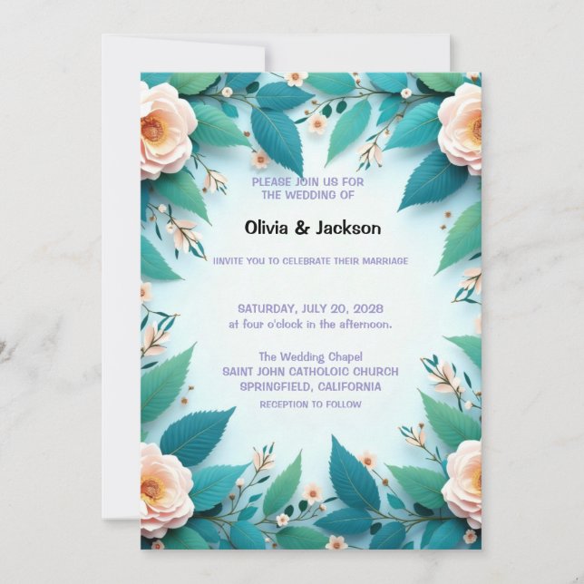 Invitación de Boda Floral (Anverso)