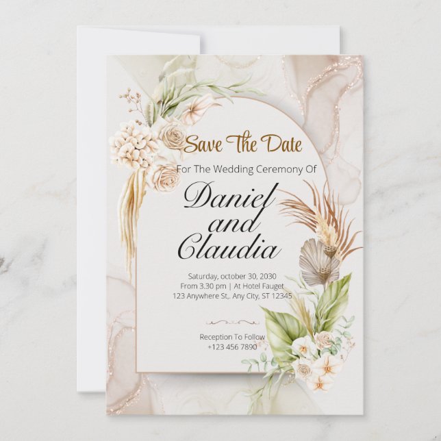 Invitación de Boda Floral (Anverso)