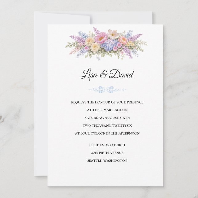 Invitación de Boda Floral (Anverso)