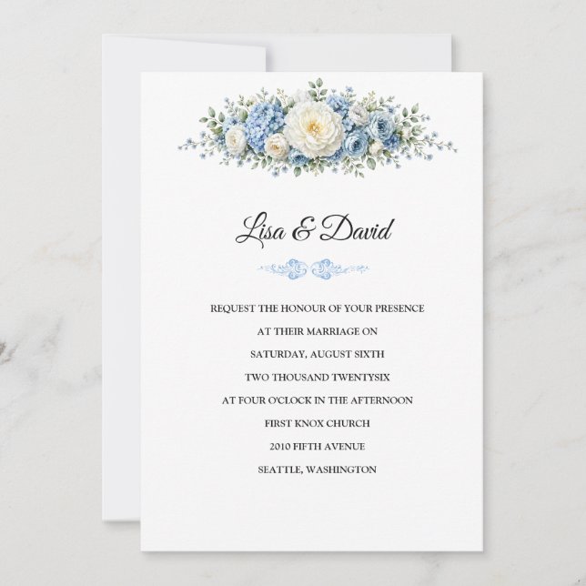 Invitación de Boda Floral (Anverso)