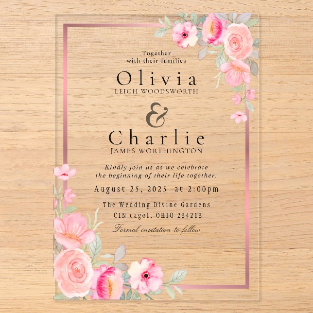 Invitación de Boda Floral (Anverso)