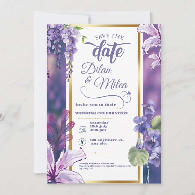 Invitación de Boda Floral (Anverso)