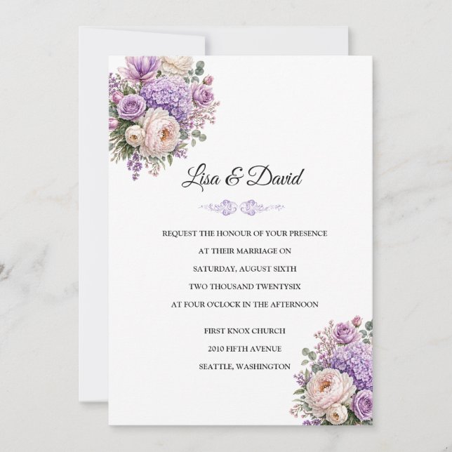 Invitación de Boda Floral (Anverso)
