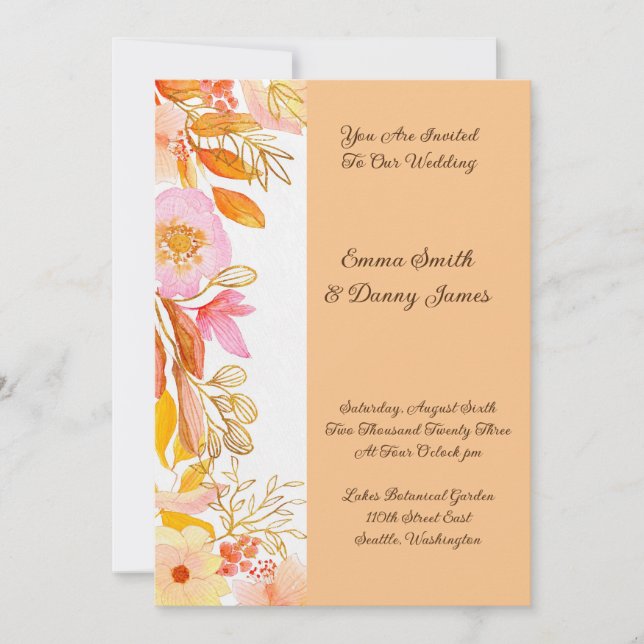Invitación de Boda Floral (Anverso)