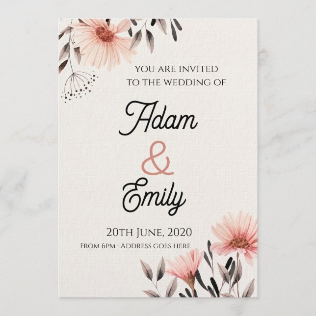 Invitación de Boda Floral (Anverso)