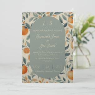 Invitación de boda floral a naranjas