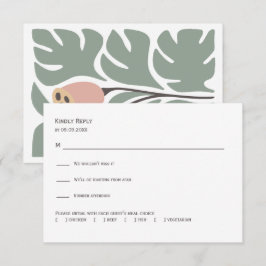 Invitación de boda floral abstracta Sage & Blush, 