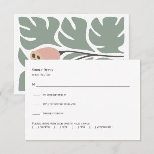 Invitación de boda floral abstracta Sage & Blush,