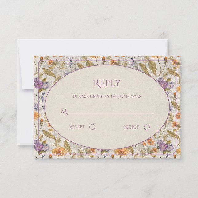 Invitación de boda floral acuarela (Anverso)