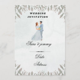 Invitación de boda floral acuarela