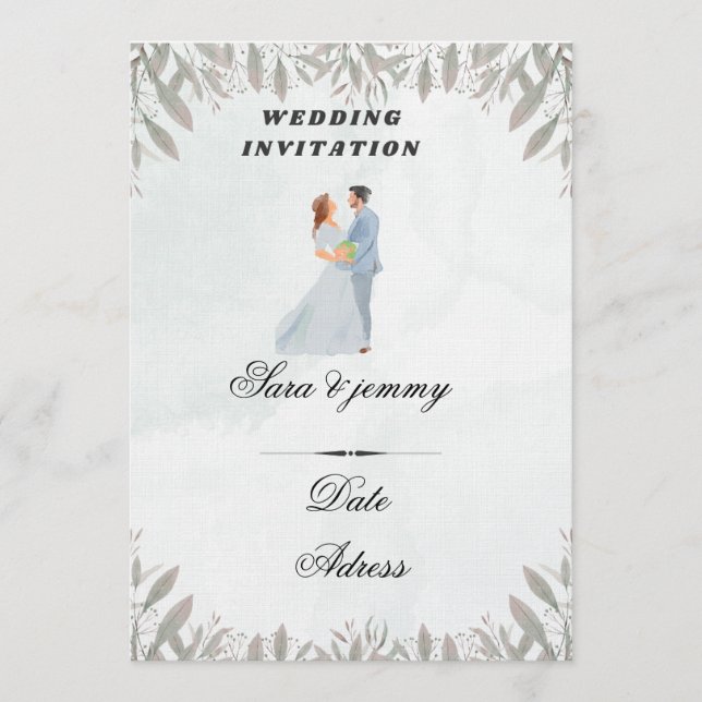 Invitación de boda floral acuarela (Anverso)