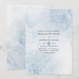 Invitación de boda floral acuarela azul polvorient