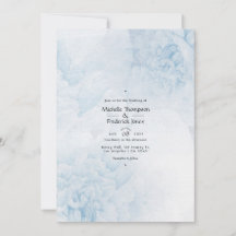Invitación de boda floral acuarela azul polvorient
